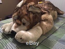large stuffed wolf