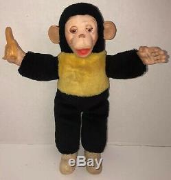 vintage stuffed monkey with banana