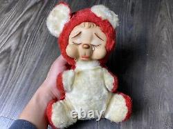 10 The Rushton Company Atlanta Ga Teddy Bear Red Plush Doll Rubber Sad Face