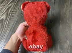 10 The Rushton Company Atlanta Ga Teddy Bear Red Plush Doll Rubber Sad Face