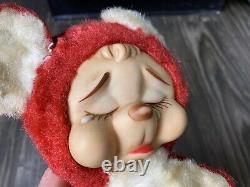 10 The Rushton Company Atlanta Ga Teddy Bear Red Plush Doll Rubber Sad Face
