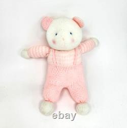 11 Vintage Eden Baby White + Pink Knitted Teddy Bear Stuffed Animal Plush Toy