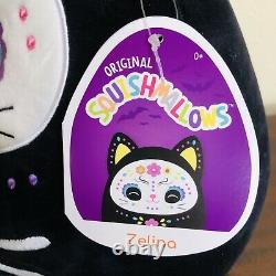 12 ZELINA Black CAT Sugar Skull Day of Dead Squishmallow Plush Toy Halloween