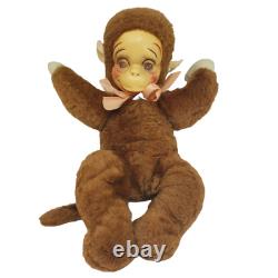 15 Vintage Knickerbocker Brown Sleepy Head Monkey Stuffed Animal Plush Toy