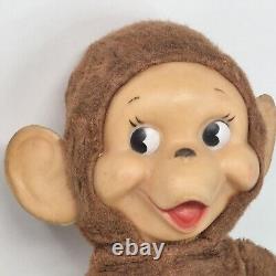 17 Vintage Brown Rubber Face Monkey Flat Hans + Feet Stuffed Animal Plush Toy