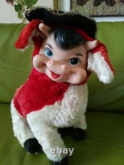 1950s VTG Rushton Company Rubber Vinyl Face Red Bull Cow Plush Stuffed Animal