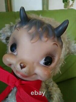 1950s Vintage Rushton Company Rubber Face Goat Lamb baby Plush Stuffed Animal