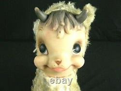 1950s Vintage Rushton Star Creations Rubber Face Goat Lamb Plush Stuffed Animal