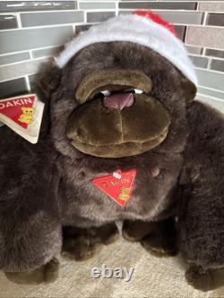 1988 DAKIN TSURUYA BROWN GORILLA STUFFED ANIMAL Plush Santa Hat NOS