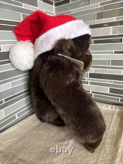 1988 DAKIN TSURUYA BROWN GORILLA STUFFED ANIMAL Plush Santa Hat NOS
