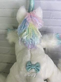 2001 Commonwealth Unicorn Plush Stuffed Animal Toy White Teal Pastel Cuddle Zone