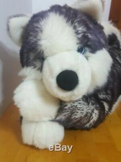 28 Aurora Super Mush Husky Wolf Stuffed Animal Dog X-Large Plush Soft Blue Eyes