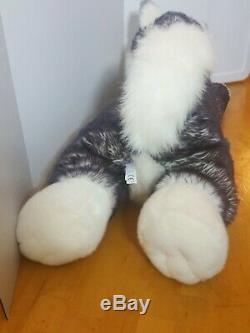 28 Aurora Super Mush Husky Wolf Stuffed Animal Dog X-Large Plush Soft Blue Eyes