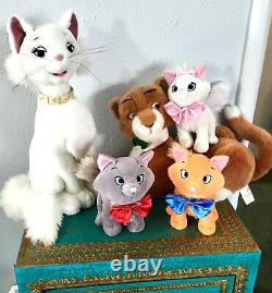 5 Disney Aristocats Thomas Duchess Berlioz Toulouse Marie Kitty Cat Plush Family