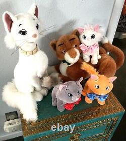 5 Disney Aristocats Thomas Duchess Berlioz Toulouse Marie Kitty Cat Plush Family