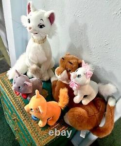 5 Disney Aristocats Thomas Duchess Berlioz Toulouse Marie Kitty Cat Plush Family