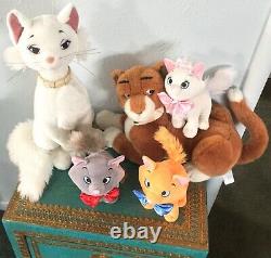 5 Disney Aristocats Thomas Duchess Berlioz Toulouse Marie Kitty Cat Plush Family