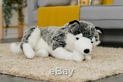 60cm Large Storm Lying Cute Stuffed Husky Dog Teddy Super Soft Plush Toy Gift