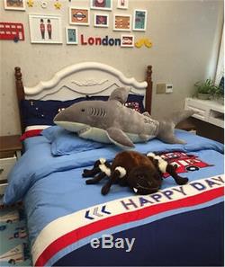 78'' Giant Big Shark Gray Plush Soft Toys Doll Stuffed Animals Pillow Kids Gift