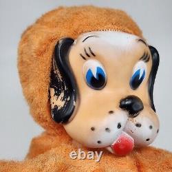 8 Vintage Rubber Face Brown Puppy Dog Stuffed Animal Plush Toy No Music