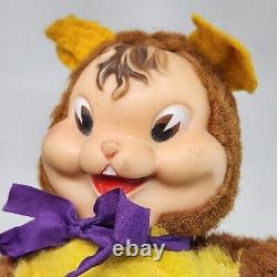 9 Vintage Rubber Face Yellow + Brown Bunny / Bear Stuffed Animal Plush Toy