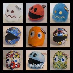 9 pack of 7 NAMCO BANDAI PACMAN, CLYDE, GHOST STUFFED ANIMAL PLUSH COLLECTIBLES