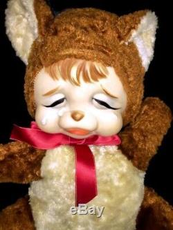 ADORABLE Sad Pouting Crying Face Vintage Rushton Rubber Face Plush Over 16