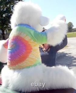 American Made Giant Stuffed White Gorilla 6 Foot Soft With RainbowTie Dye Shirt