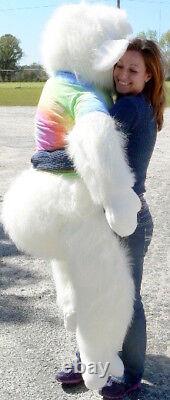 American Made Giant Stuffed White Gorilla 6 Foot Soft With RainbowTie Dye Shirt