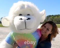 American Made Giant Stuffed White Gorilla 6 Foot Soft With RainbowTie Dye Shirt