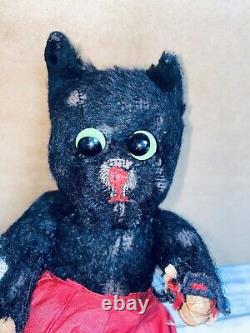 Antique Black White Cat Made In Germany Antique Teddy Bear Plush Kersa Germany