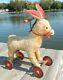 Antique Vtg Stuffed Animal Plush Riding Donkey Straw Toy Halloween Decor Mohair