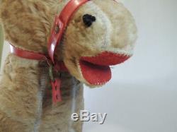 Antique VTG Stuffed Animal Plush Riding Donkey Straw Toy Halloween Decor Mohair