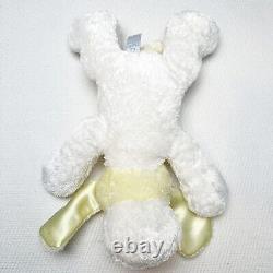 Aurora Baby White Puppy Dog Plush Yellow Satin Ears 14 Stuffed Animal Sewn Eyes