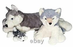 Aurora Siberian Husky Plush Lot 3 Blue Eyed Large Brown Dog Small Sitting, Pup