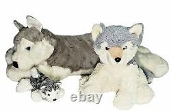 Aurora Siberian Husky Plush Lot 3 Blue Eyed Large Brown Dog Small Sitting, Pup