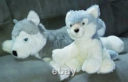 Aurora Siberian Husky Plush Lot 3 Blue Eyed Large Brown Dog Small Sitting, Pup