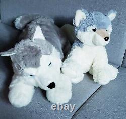 Aurora Siberian Husky Plush Lot 3 Blue Eyed Large Brown Dog Small Sitting, Pup