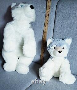 Aurora Siberian Husky Plush Lot 3 Blue Eyed Large Brown Dog Small Sitting, Pup