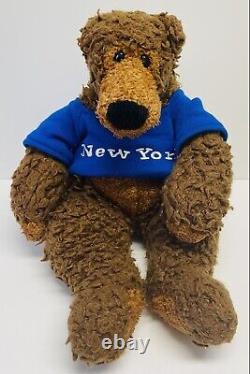 Bear Plush Toys R Us Curly Fur New York Brown Sweater Stuffed Animal Toy
