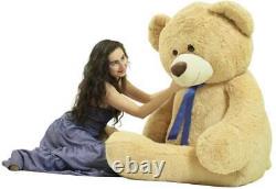 Big Plush 6 Foot Teddy Bear Soft Giant Stuffed Animal Beige Color Hand-Stuffed