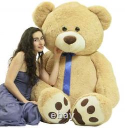 Big Plush 6 Foot Teddy Bear Soft Giant Stuffed Animal Beige Color Hand-Stuffed