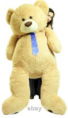 Big Plush 6 Foot Teddy Bear Soft Giant Stuffed Animal Beige Color Hand-Stuffed