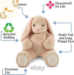 Big Stuffed Animal Easter Plush, Giant Stuffed Bunny, Tan, 4 Foot, 48