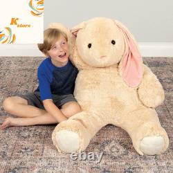 Big Stuffed Animal Easter Plush, Giant Stuffed Bunny, Tan, 4 Foot, 48