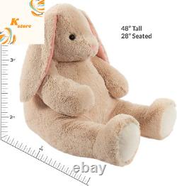 Big Stuffed Animal Easter Plush, Giant Stuffed Bunny, Tan, 4 Foot, 48