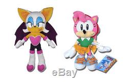 Brand New GE Sonic The Hedgehog Plush Doll Set Rouge Bat & Amy Stuffed