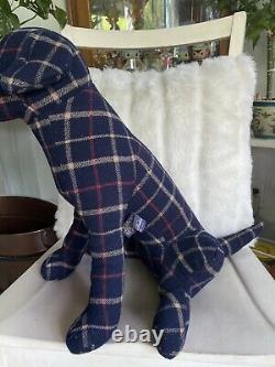 Brooks Brothers Plaid Plush Dog Stuffed Animal 100% Wool 24 RARE store DISPLAY