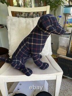 Brooks Brothers Plaid Plush Dog Stuffed Animal 100% Wool 24 RARE store DISPLAY