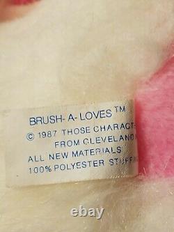 Brush-a-Loves 1987 Bubble Love Bear White Plush Stuffed Amtoy brush on tail 80s